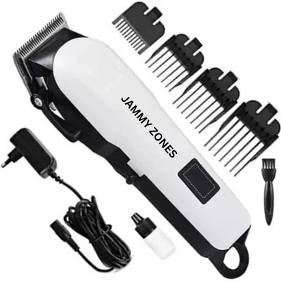 JAMMY ZONES Professional Salon-Style Cordless Trimmer|Rechargeable Skin-Friendly Blades Z1 Fully Waterproof Trimmer 240 min  Runtime 4 Length Settings(White)