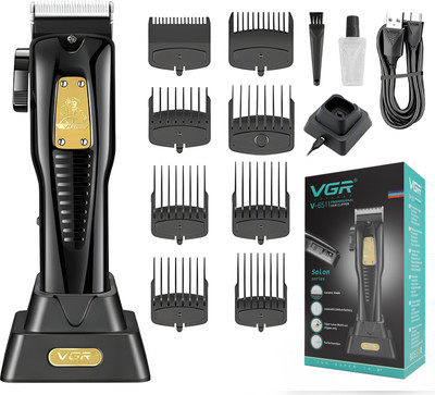 VGR V-651 Professional Salon Series Hair Clipper Trimmer 200 min  Runtime 9 Length Settings(Black)