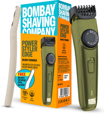 BOMBAY SHAVING COMPANY Flash Charging Men Beard Trimmer with Styling Pen Trimmer 120 min  Runtime 38 Length Settings(Green)