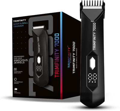 Trimfinity 7000 Body Hair Trimmer for Men, Wireless Fast Charging, 1-Year Warranty Fully Waterproof Body Groomer 90 min  Runtime 4 Length Settings(Black)