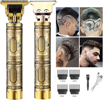 PRRAVISH Professional Vintage Style with 0.5-4mm Trim Range lite73 Trimmer 60 min  Runtime 4 Length Settings(Gold)