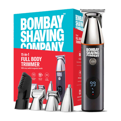 BOMBAY SHAVING COMPANY 11-in-1 full body trimmer Fully Waterproof Trimmer 90 min  Runtime 3 Length Settings(Black)