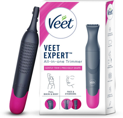 Veet Expert All- In- One Facial and Body Grooming Women’s Trimmer 60 min  Runtime 5 Length Settings(Grey)