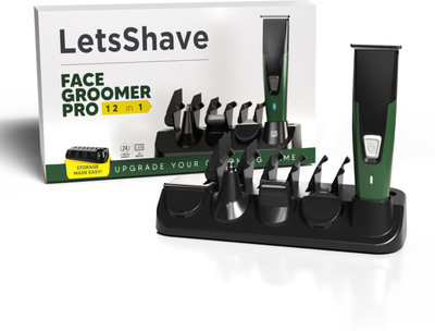 LetsShave Daily Beard STUBBLE TRIMMER with 6 Guide Combs, T-Shaped Head & Li-ion BATTERY Trimmer 90 min  Runtime 5 Length Settings(Green)