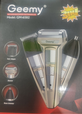Geemy Hair clipper shaver nose trimmer 3in1 rechargeable 6582 Trimmer 60 min  Runtime 4 Length Settings(Multicolor)