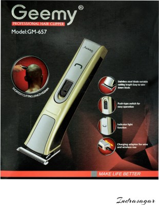 Gemmy gm-657 professional Runtime: 60 min Trimmer for Men (Gold) Trimmer 60 min  Runtime 4 Length Settings(Gold)