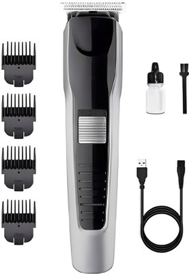 Dazzel Flex PN-AT-538-GREY- Rechargeable Battery Sharp Blade Fully Waterproof Trimmer 60 min  Runtime 4 Length Settings(Silver, Black)
