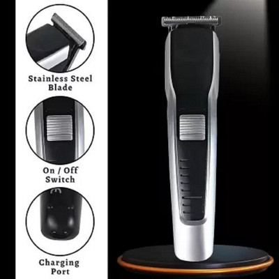 Baleds AT-538 Classic Beard & Hair Cutting Fully Waterproof Trimmer 60 min  Runtime 4 Length Settings(Silver, Black)
