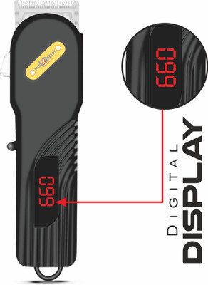 Daily Needs Shop Rechargeable Professional Hair Clipper With Display 2000mAh Lithium Battery 5W Trimmer 180 min  Runtime 4 Length Settings(Black)