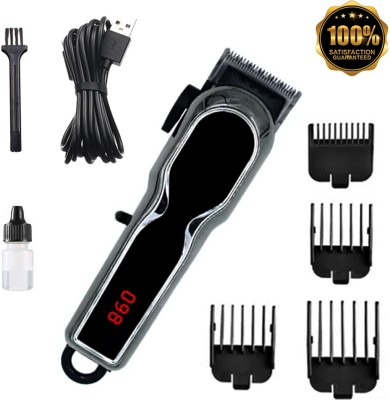 APRO Professional Rechargeable LED Power Display Waterproof Beard Mustache Fully Waterproof Trimmer 200 min  Runtime 4 Length Settings(Black, Steel)