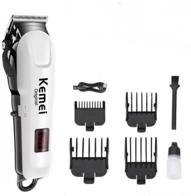 Kemei KM-809A Professional USB Charging Rechargeable and Cordless Hair Clipper Trimmer 120 min  Runtime 4 Length Settings(White)