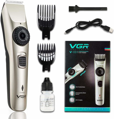 VGR V-031 Hair Clipper & Beard Trimmer Trimmer 90 min  Runtime 20 Length Settings(White)