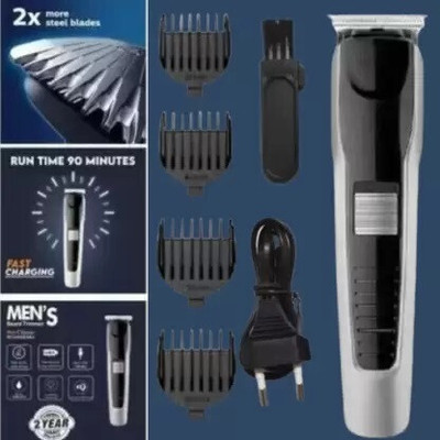 Rawnrich Stainless Steel Rechargeable Hair and Beard Trimmer 60 min  Runtime 4 Length Settings(Black)