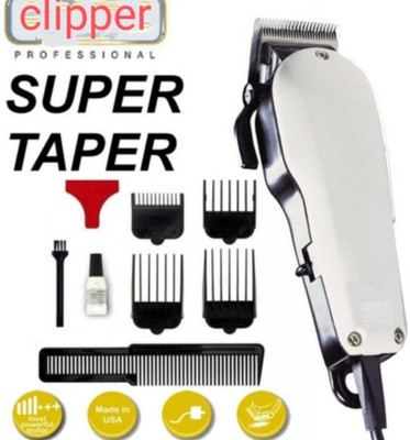 Geemy Hair trimmer direct AC wired Clipper barbar use for mans Trimmer 0 min  Runtime 4 Length Settings(White)
