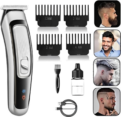 Dazzel Flex AT-505 rechargeable hair trimmer for men with T shape precision Fully Waterproof Trimmer 60 min  Runtime 4 Length Settings(Multicolor)