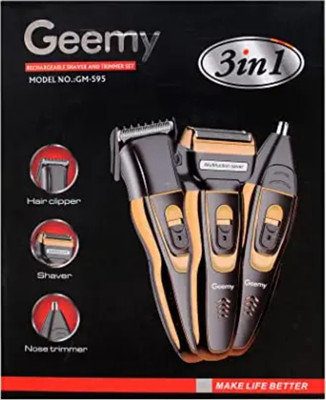 Geemy 595 Trimmer 60 min  Runtime 4 Length Settings(Grey, Multicolor)