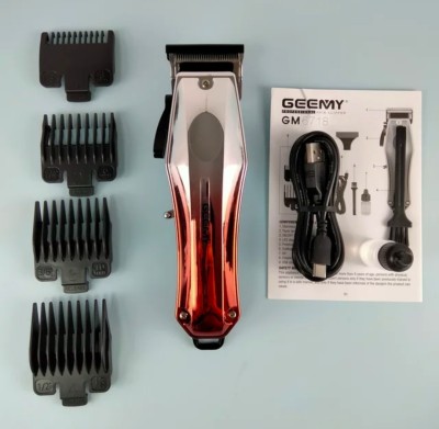 Geemy Professional hair Clipper led display parbar clipper recharge able Trimmer 120 min  Runtime 5 Length Settings(Beige, Silver, Multicolor)