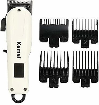 Kemei KM 809A ROCK STAR RECHARGEABLE HAIR CLIPPER & TRIMMER Trimmer 120 min  Runtime 4 Length Settings(White)