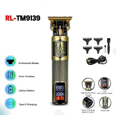 Orelius Fire RL-TM9139 Hair Clipper For Men Electric Beard Shaver Razor Trimmer Runtime Trimmer 120 min  Runtime 1 Length Settings(Gold, Black)