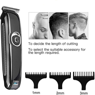 VR Bright Lite GM-6050 Professional Rechargeable Hair Clipper and Trimmer Runtime: 45 min Trimmer 120 min  Runtime 4 Length Settings(Black)