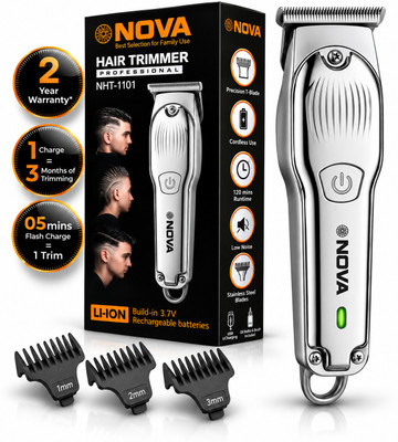 NOVA NHT 1101 Trimmer 120 min  Runtime 4 Length Settings(Silver)