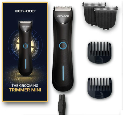 MENHOOD Grooming Trimmer Mini| Private Part Trimmer for Men|Cordless|2 Extra Blades Fully Waterproof Trimmer 90 min  Runtime 6 Length Settings(Black)