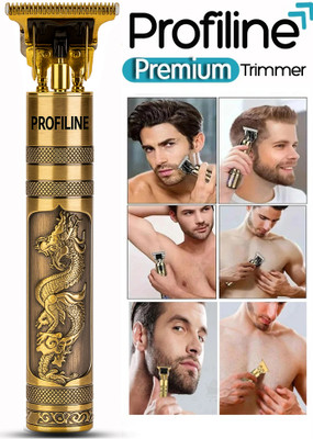 Profiline A Waterproof Vintage -T9 Metal Hair Cutting Trimmer T9 USB charging 0mm Cutting Trimmer 60 min  Runtime 0 Length Settings(Gold)