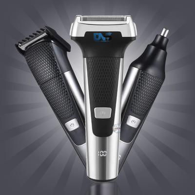 Daily Needs Shop Professional Rechargeable Cordless 3 in1 Waterproof Beard/Hair/Nose Trimmer 90 min  Runtime 3 Length Settings(Silver)