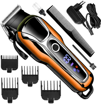 Crostal New Cordless Rechargeable Hair Clipper trimmer Shaver Fully Waterproof Trimmer 120 min  Runtime 4 Length Settings(Orange, Black)