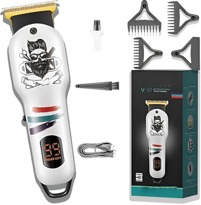 Frinzoo Rechargeable Beard and Hair Trimmer with Adjustable Length Trimmer 120 min  Runtime 3 Length Settings(White)