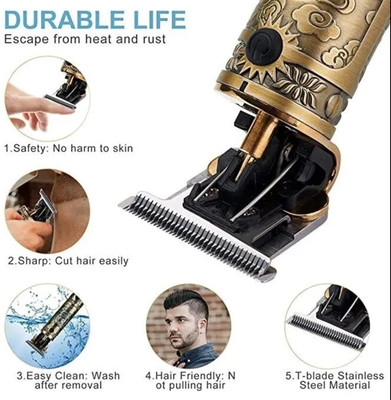XPLosive Professional MaxtopT99 Rechargeable Cordless Electric Blade Beard Trimmer D106 Trimmer 60 min  Runtime 4 Length Settings(Gold)