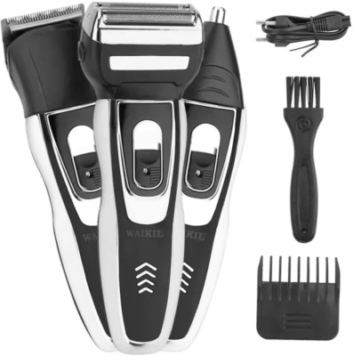 Geemy Professional hair trimmer and shaver 3 in 1 Trimmer 120 min  Runtime 4 Length Settings(White)