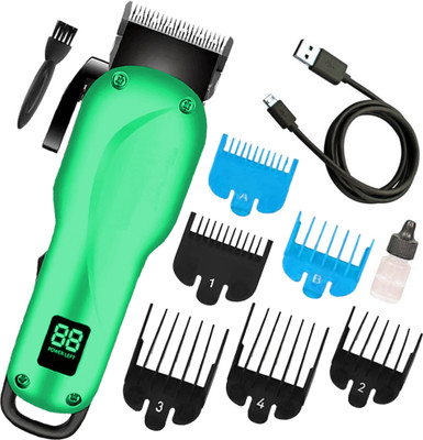 Crostal Electric Cordless Professional Hair Clipper Trimmer Fully Waterproof Trimmer 120 min  Runtime 3 Length Settings(Green, Silver)