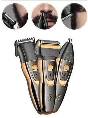 BONIRY 3in1 Professional Waterproof Chargeable Ultra Trim Beard Mustache Trimmer 60 min  Runtime 4 Length Settings(Blue)