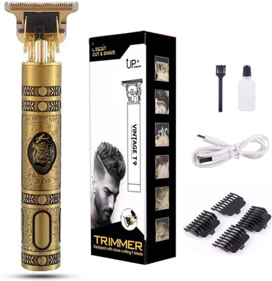 GETTRADE T9 Vintage USB Rechargeable Cordless Electric Beard Trimmer Hair Clippers G94 Trimmer 60 min  Runtime 4 Length Settings(Gold)