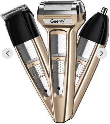 Geemy 6582 Trimmer 60 min  Runtime 4 Length Settings(Beige, Silver)