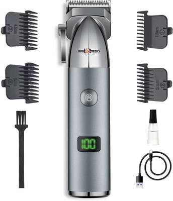 Pick Ur Needs Type C Rechargeable Hair Clipper / Beard Trimmer For Men With 4 Multiple Blades Trimmer 150 min  Runtime 4 Length Settings(Grey)