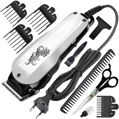 Groomic R10 Professional Hair Clipper Corded Powerful Saving Trimmer Men Beard Moustache Fully Waterproof Trimmer 0 min  Runtime 7 Length Settings(White)