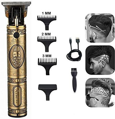 Baleds Professional Golden T99 Trimmer Haircut Grooming Kit clipper shaver,Beard Z123 Trimmer 60 min  Runtime 4 Length Settings(Gold)