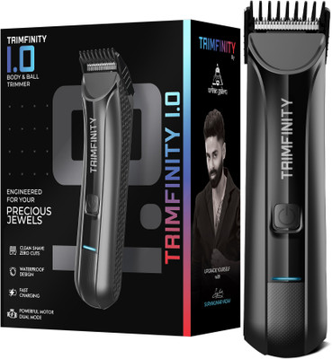 urbangabru 1.0 Body Trimmer for Men with Skin Safe Tech Fully Waterproof Trimmer Body Groomer 90 min  Runtime 4 Length Settings(Black)