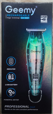 Geemy Pro hair trimmer gm LED display zero cutting Trimmer 120 min  Runtime 4 Length Settings(Beige)
