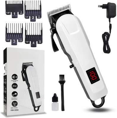 Dazzel Flex Heavy Duty 2000mAh Battery Rechargeable Steel Blade Hair Clipper Beard Moustache Fully Waterproof Trimmer 240 min  Runtime 5 Length Settings(White, Black)