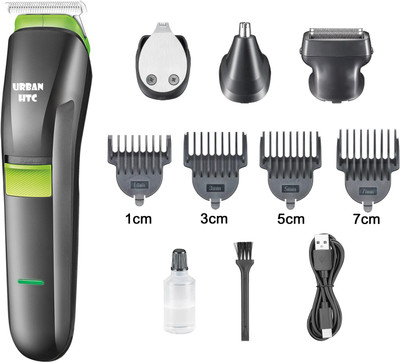 UrbanHTC AT 1211 4 in 1 Cordless Professional Hair Trimmer Waterproof Trimmer 45 min  Runtime 5 Length Settings(Black)