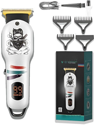 Frinzoo Corded and Cordless Beard Trimmer with Long Battery Backup Trimmer 120 min  Runtime 3 Length Settings(White)