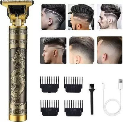 Profiline 1T Vintage T9 Metal Hair Cutting Trimmer for Men USB Charging Trimmer 60 min  Runtime 4 Length Settings(Gold)