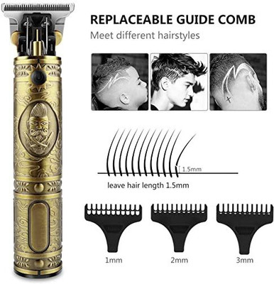 UZAN Professional MaxtopT99 Rechargeable Cordless Electric Blade Beard Trimmer KE46 Trimmer 120 min  Runtime 3 Length Settings(Gold)