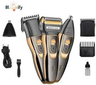 BloomiFy 3 in 1 Multipurpose Beard, Nose, Ear, hair trimmer & Shaver zero machine Trimmer 60 min  Runtime 4 Length Settings(Multicolor)