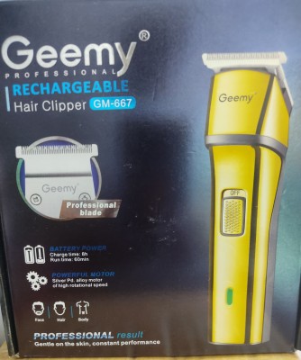 Geemy Propessional rechargeable GM 667 hiar trimmer clipper Trimmer 80 min  Runtime 4 Length Settings(Gold)