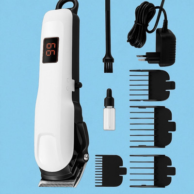 Shamsa X424 Smart Trimmer for Men,Digital Display, Adjustable Combs, USB-Charging Trimmer 240 min  Runtime 4 Length Settings(White)