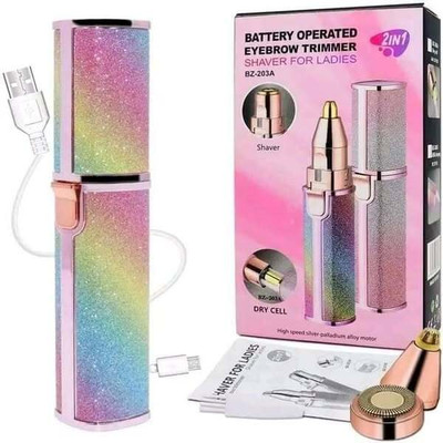 Votvy A102 Portable 2 In 1 Flawless Eyebrow Remover and Pain less Hair Remover Fully Waterproof Trimmer 60 min  Runtime 2 Length Settings(Multicolor)